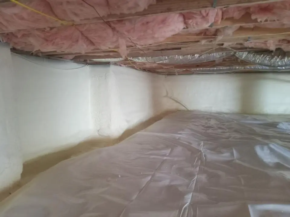 Crawl space encapsulation with closed-cell spray foam for Roof Waterproofing in Hickory